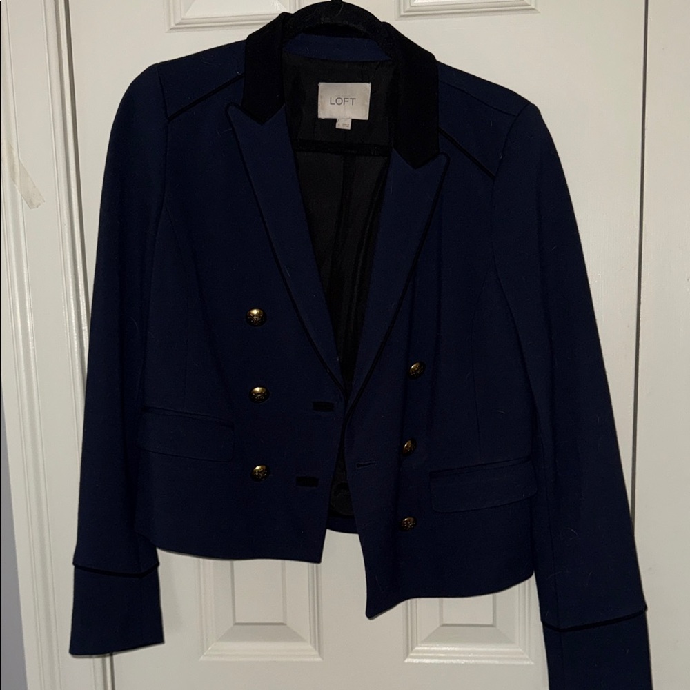 LOFT Women's Double-Breasted Navy Blazer